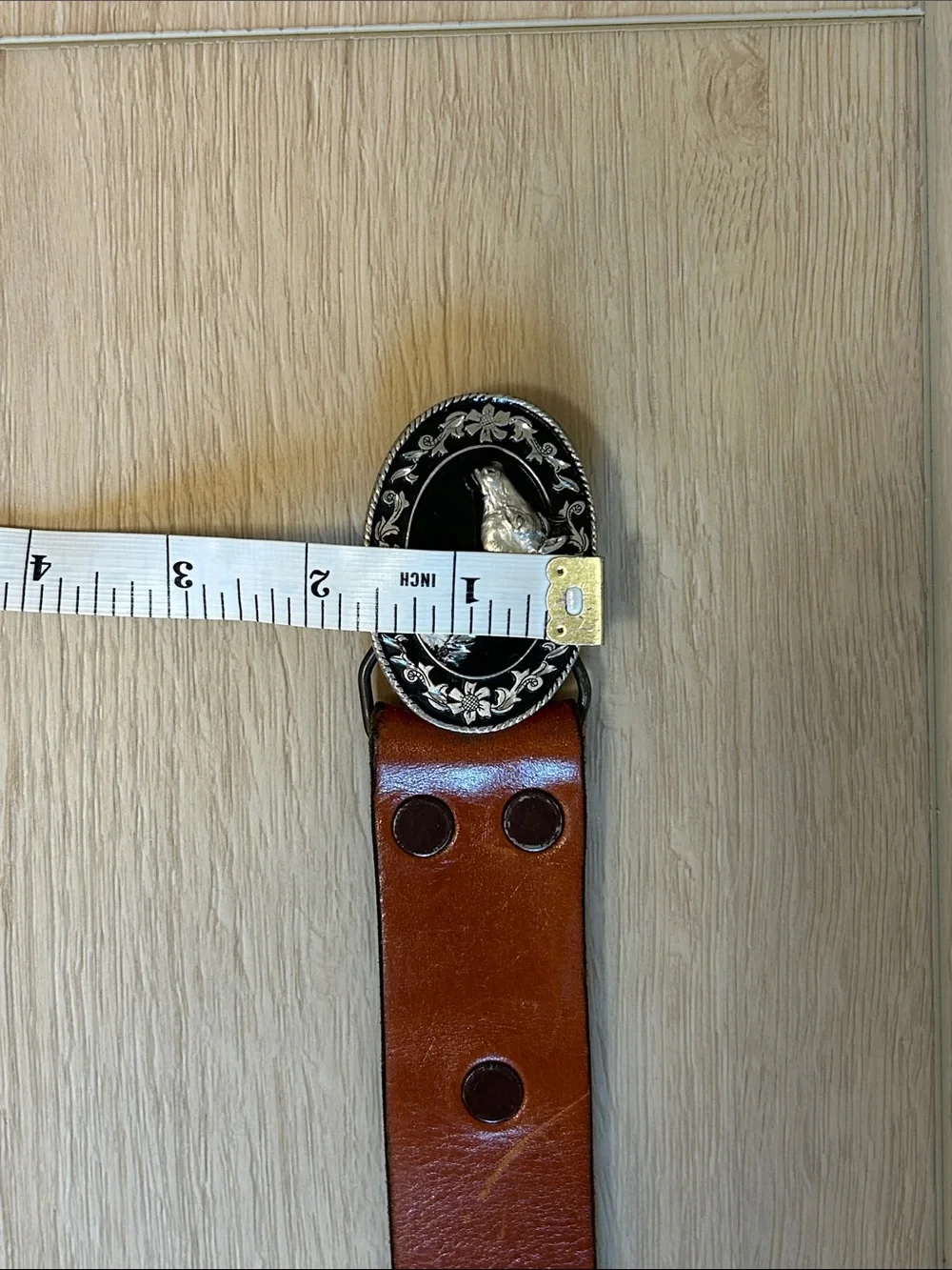 Siskiyou Buckle Co 1988 VTG Horse Pewter Western Taos New Mexico Leather Belt